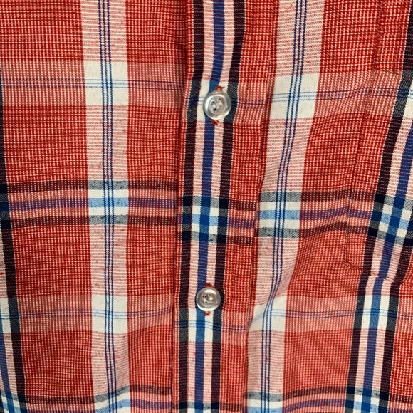 True Rock Plaid Shirt Size M Beach Rust Chest Pocket Short Sleeve Norm Gorp - Picture 5 of 12